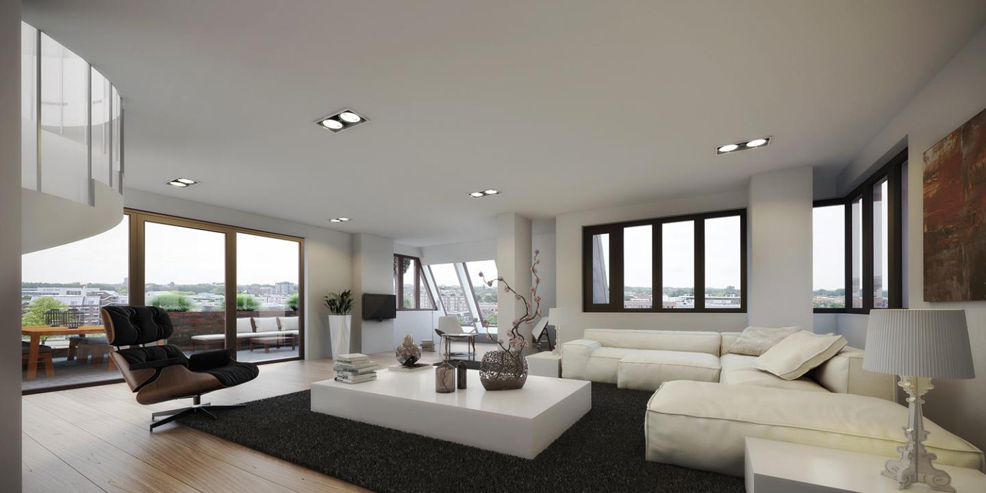 Artist impression van interieur van een penthouse in FBA State