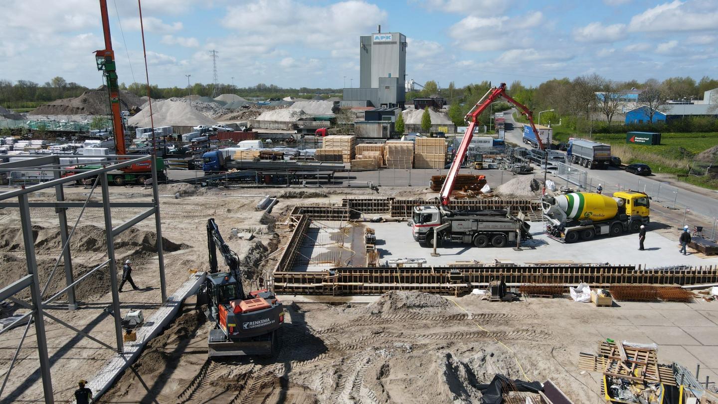 Bouwplaats nieuwbouw bij Stertil in Kootstertille